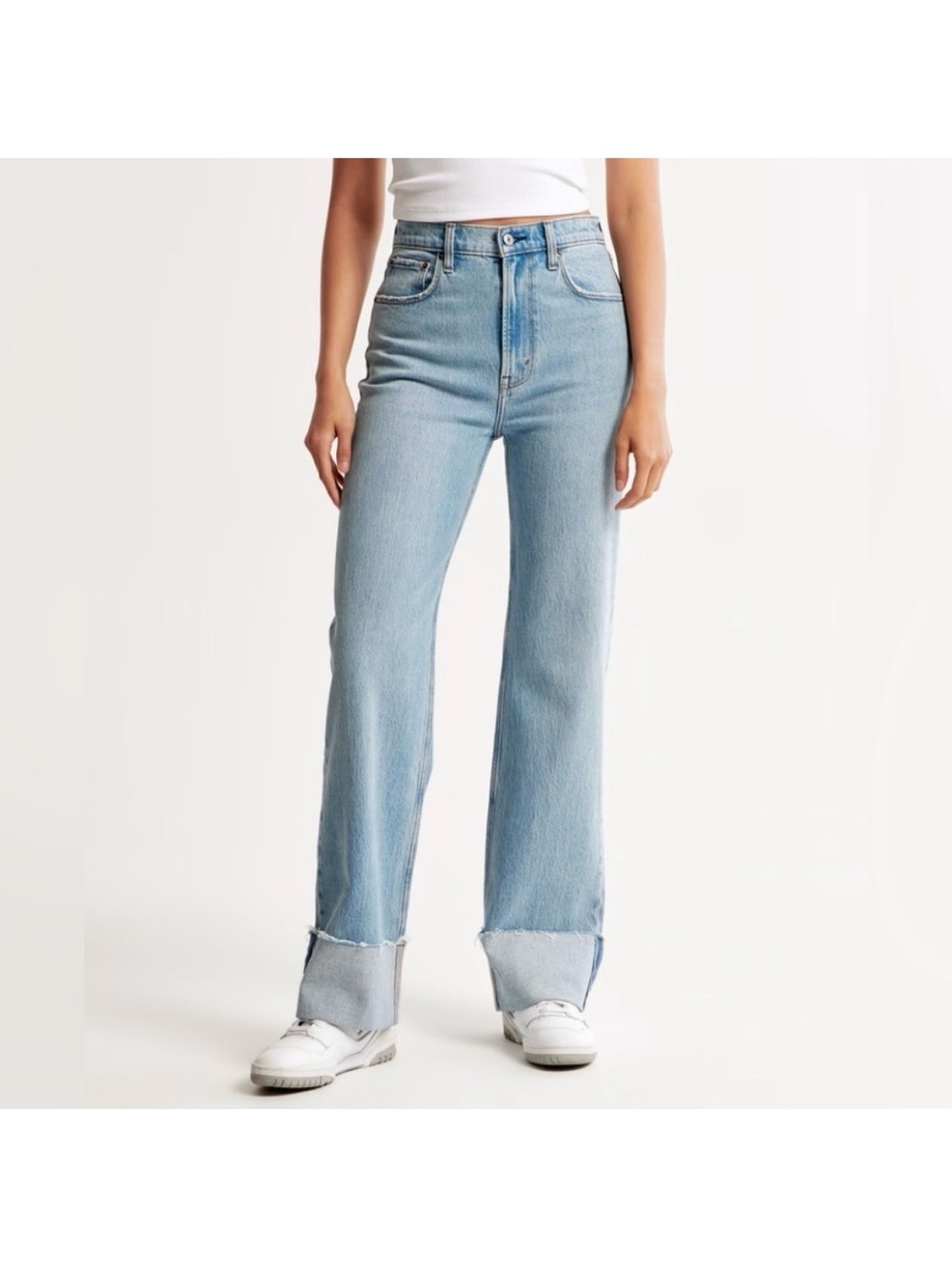 Abercrombie & Fitch High Rise 90s Relaxed Jean Medium With Cuff Hem